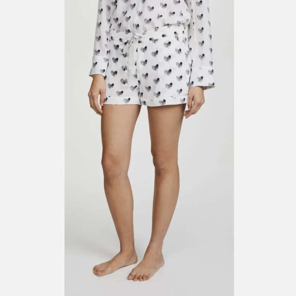 NWT Equipment Lillian Silk Pajama Set White & Black Heart Thumbprint XS,‎ M $388